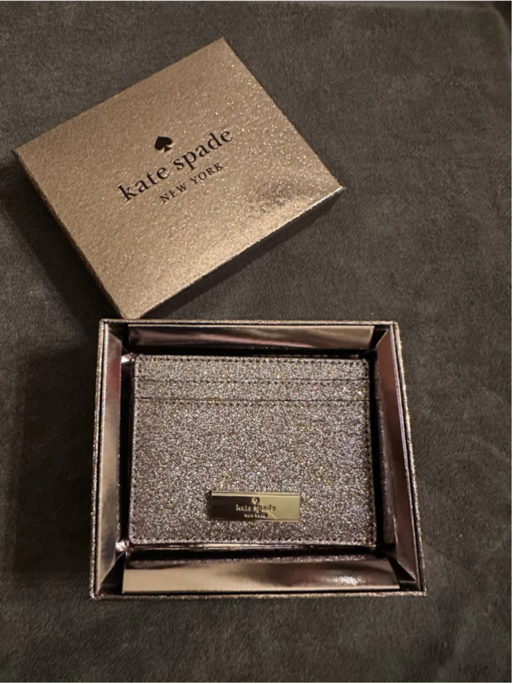 Kate Spade Silver Kenzie Glitter Card Holder